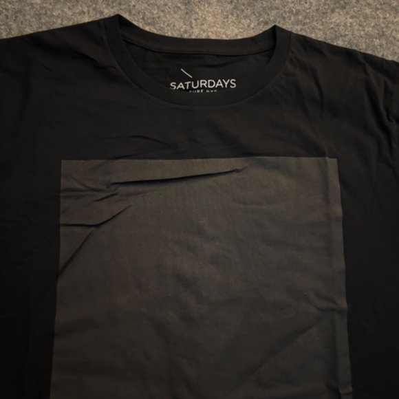 SATURDAYS NYC 2017 "Chest Square Tee" Black S/S T-Shirt - Picture 2 of 9